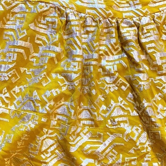 𝅺ANTHROPOLOGIE Floreat Anesu Blouse Yellow Aztec Print 100% Viscose - Picture 7 of 8